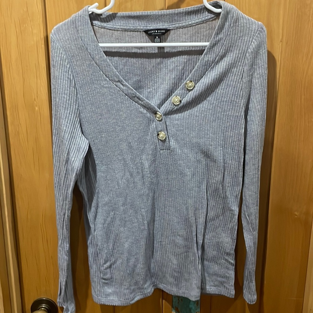 Lucky Brand Ribbed Long Sleeve Shirt